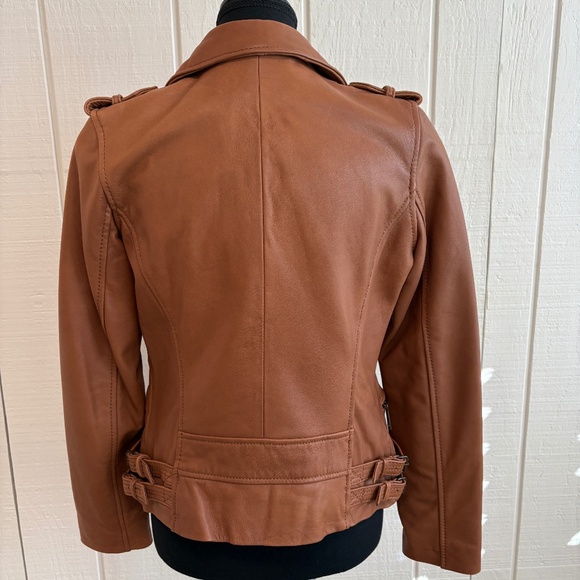 Michael Kors Brown Leather Jacket Size Small - Picture 3 of 7